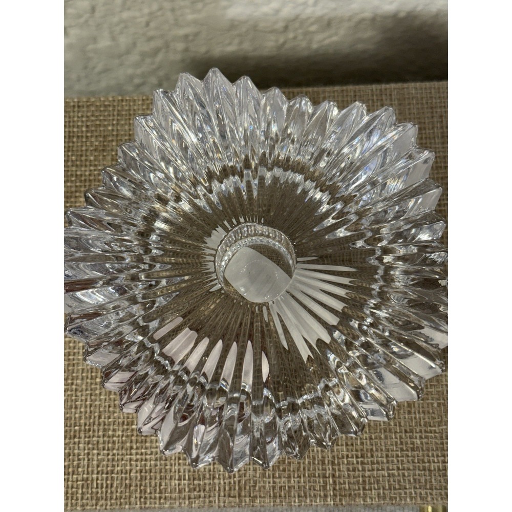 1-MOTION Mikasa Taper Candleholder Clear Glass Heavy With Vertical Ridges - Picture 4 of 7